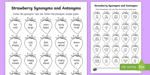 Synonyms and Antonyms – Printable Grammar Game for KS2