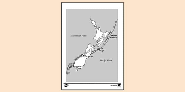 FREE! - New Zealand Map With Fault Lines Colouring Sheet