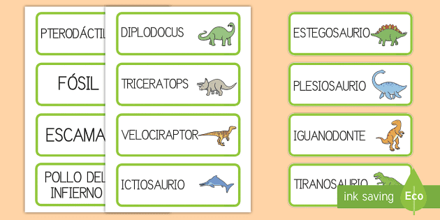 Tarjetas de vocabulario: Los dinosaurios (profesor hizo)