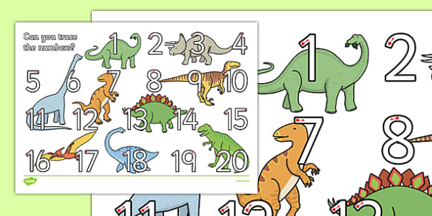 twinkl worksheet 1 number 1 Number Themed Dinosaur / 20 Worksheet Activity Formation