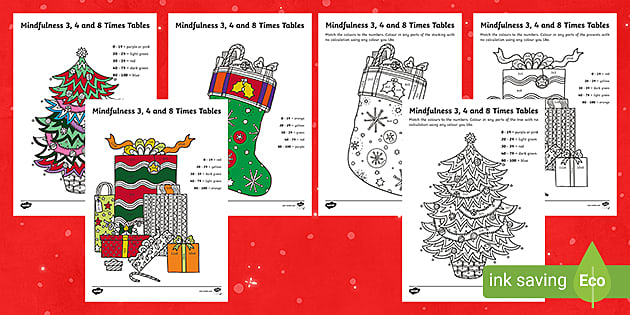 Christmas Themed Mindfulness Times Table Worksheet / Worksheets ...