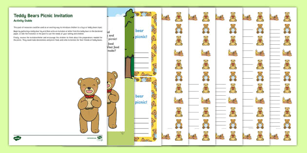 Editable Teddy Bears Picnic Invitation and Resource Pack