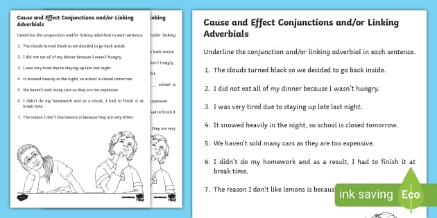 Writing Cause And Effect Sentences Worksheet