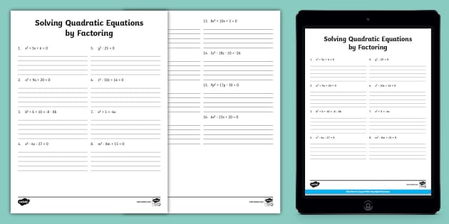 Factor Quadratics Worksheet | Resource | Twinkl USA - Twinkl