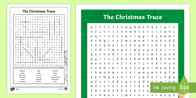 The Christmas Truce 1914 Word Search Teacher Made