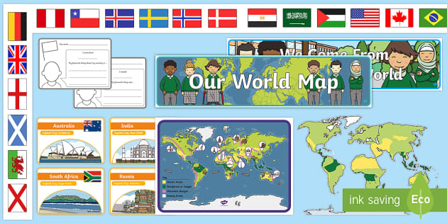 World Map Class Display Pack Teacher Made Twinkl