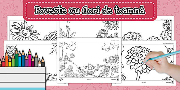 Poveste cu flori de toamnă – Desene de colorat