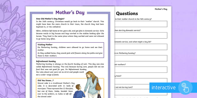 Mother's Day Differentiated Comprehension Go Respond Worksheets