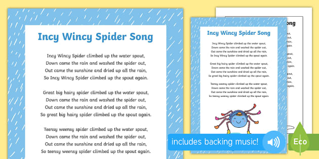 Eensy Weensy Spider Song Video Teaching Resources