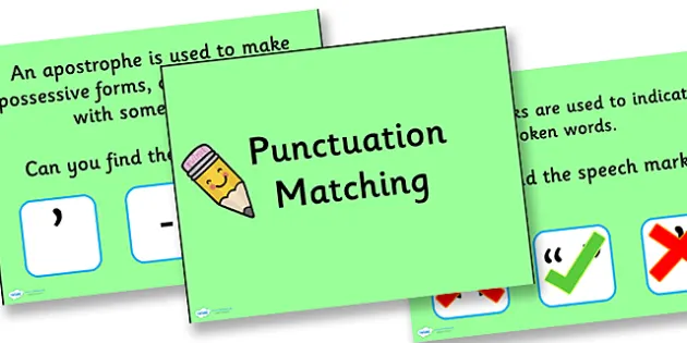 Punctuation Marks and Explanation Matching Cards - Twinkl