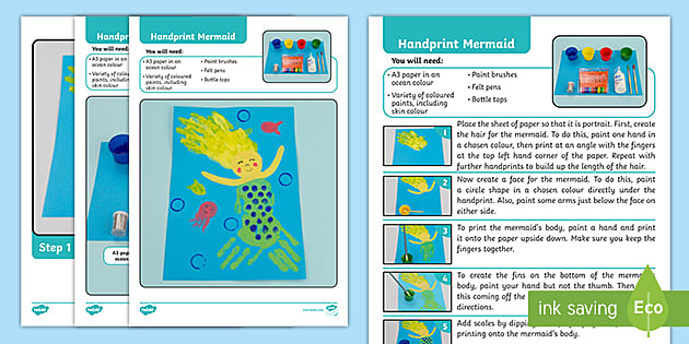 Mermaid Craft, Mermaid Handprint Art