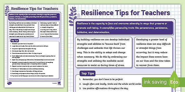 Resilience Tips For Teachers (teacher Made) - Twinkl