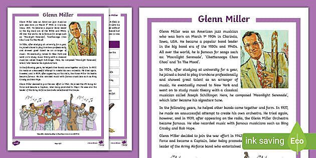 KS2 Glen Miller Fact File (Teacher-Made) - Twinkl