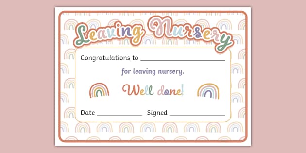 Leaving Nursery Certificate (teacher made) - Twinkl