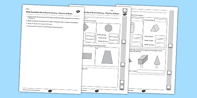 Year 2 Maths Assessment Geometry Properties of Shapes Term 3