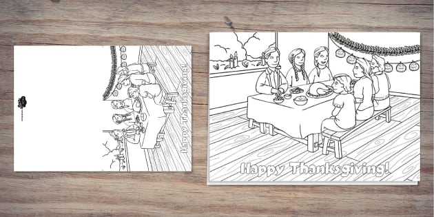 Thanksgiving Dinner Colouring Card | Twinkl Party - Twinkl