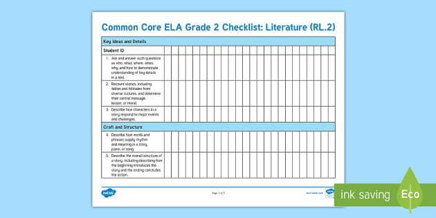 common-core-ela-second-grade-standards-student-mastery-checklist
