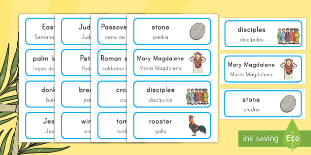 Easter Word Cards English/Spanish (teacher made) - Twinkl