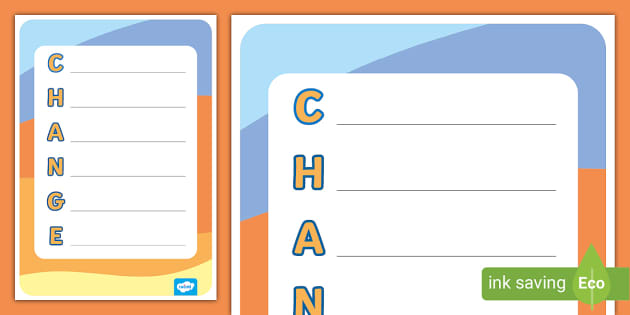 Change Acrostic Poem Template (Teacher-Made) - Twinkl