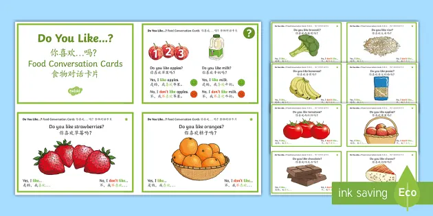 Do You Like Food Conversation Cards English Mandarin Chinese