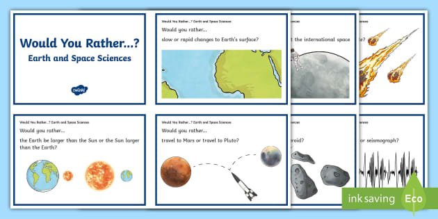 Outer Space Themed - English Would You Rather? Task Cards Bundle