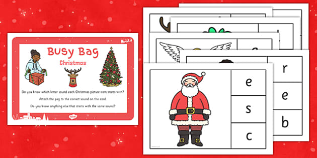 Christmas Phonic Matching Busy Bag Prompt Card and Resource Pack