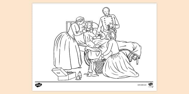 Free Florence Nightingale In Crimean Hospital Colouring Sheet 3927