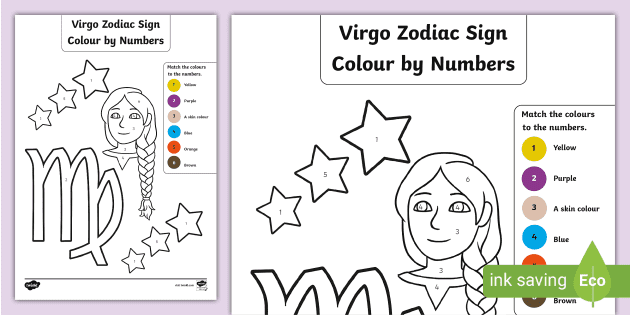 FREE Virgo Zodiac Sign Colour by Number teacher made