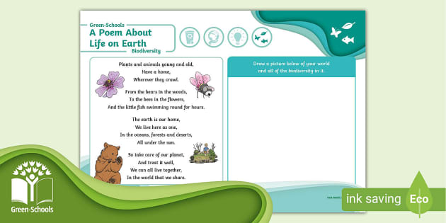 Green - Schools Biodiversity Poem and Drawing Activity Sheet