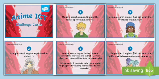 Anime ICT Challenge Cards (teacher made) - Twinkl