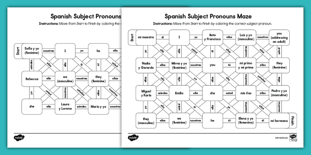 VOGAIS- LABIRINTO (COMEÇA COM) 🍄  Spanish subject pronouns, Spanish  teaching resources, Irregular verbs