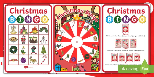 Large Group Party Games Supplies for School Classroom Family Winter Christmas Theme Bingo Sheets Christmas Bingo Game for Kids 16 Players Xmas Holiday Bingo Cards 