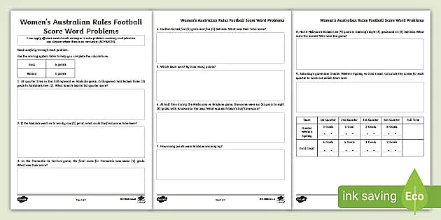 Australian rules store football scoring