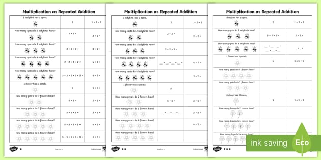 Multiplication as Repeated Addition Worksheet PDF | Twinkl