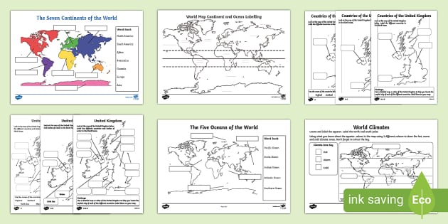T G 1666174740 Continents Oceans And Countries Map Labelling Pack Ver 1 