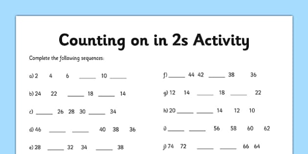 counting in 2s worksheet counting worksheet 2 numbers