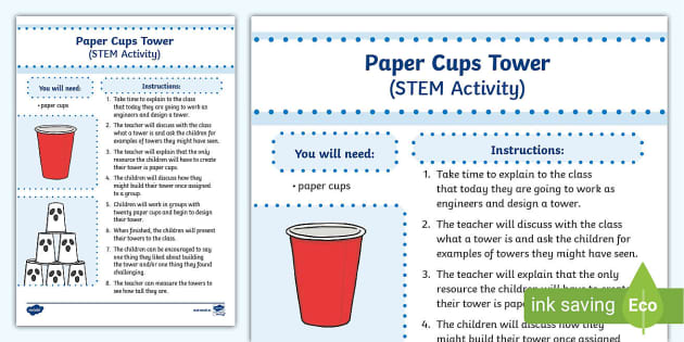 Design a Tower from Paper Cups (STEM Activity) - Twinkl