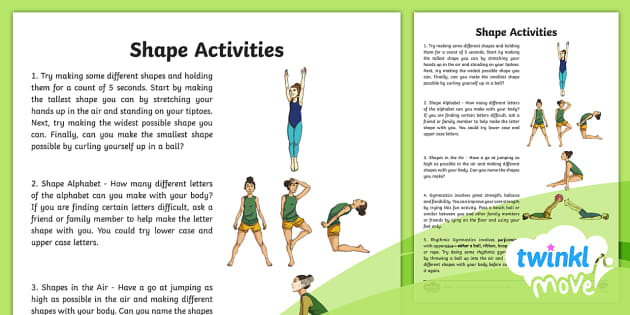 Shape Home Learning Tasks - Year 3 PE Gymnastics Lesson