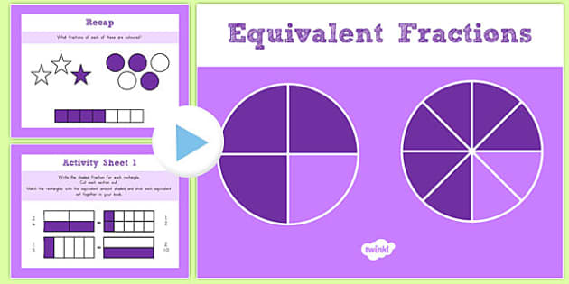 year 3 equivalent fractions powerpoint with worksheets