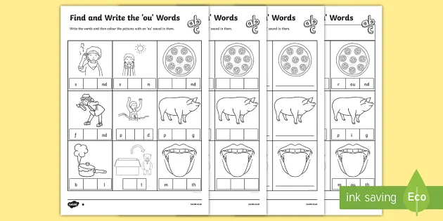 alternative spellings ow ou table worksheet teacher made