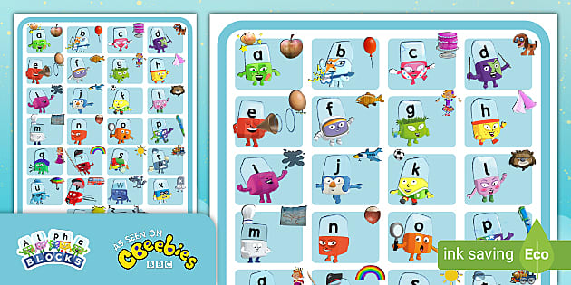 Alphablocks Cbeebies phonics letter and sounds acitivity cards Home schooling 