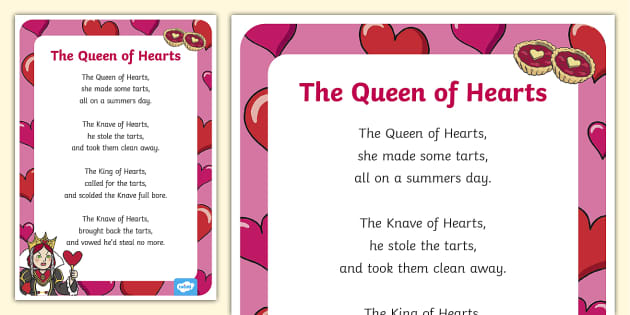 The Queen of Hearts Nursery Rhyme Poster - Twinkl