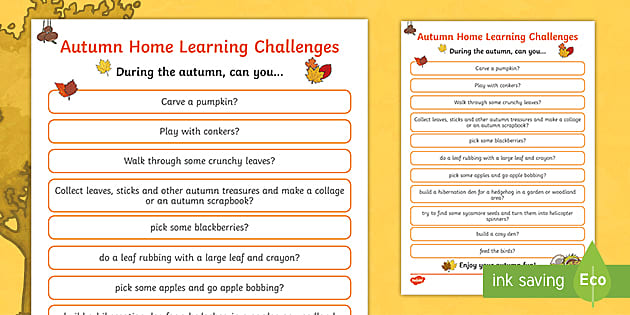 KS1 Autumn Home Learning Challenges - Twinkl