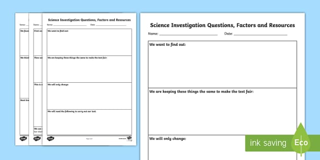 Science Investigation Template Printable Writing Frames