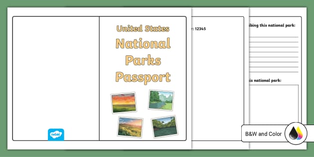 United States National Parks Stamp Book Geography Twinkl