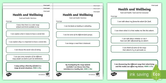 Cfe Health And Wellbeing (food And Health) First Level Child-friendly