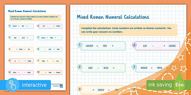 Roman Numerals Worksheet (teacher made) - Twinkl
