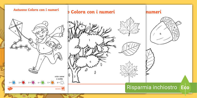 Autunno Colora con i numeri (Teacher-Made) - Twinkl