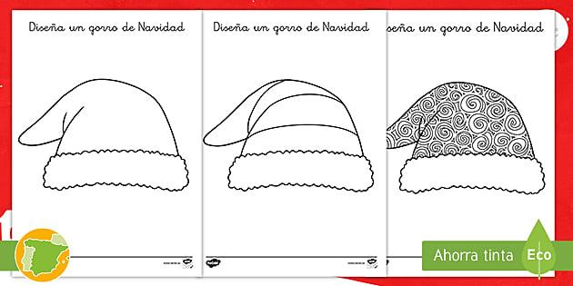 Hojas de colorear: Diseña un gorro de Navidad - Twinkl