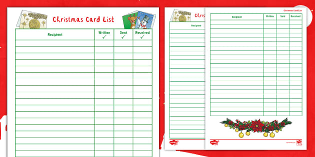 My christmas card list
